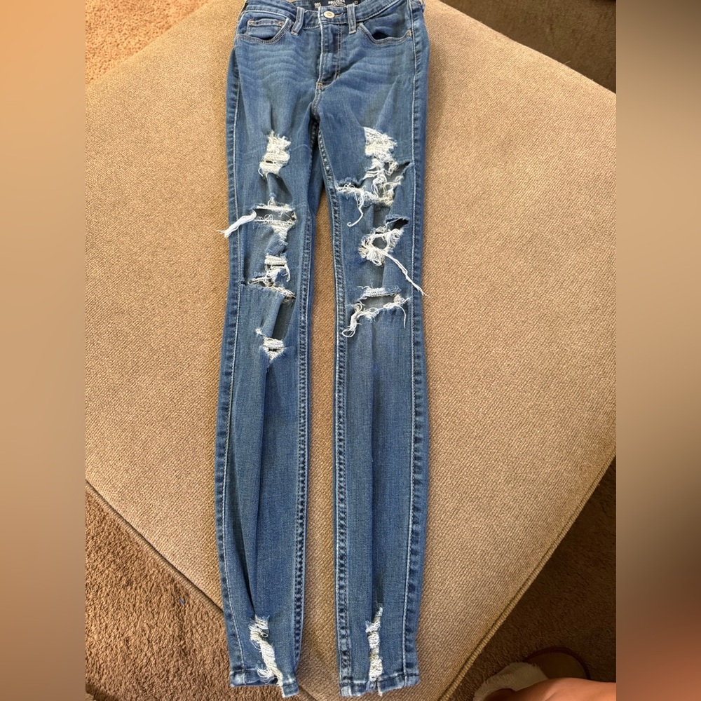 Hollister Blue Skinny Distressed Jeans